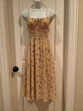 ARITZIA WILFRED GENOA MIDI DITSY BLOOMCORE SPRING MEDLEY YELLOW FLORAL DRESS S 4